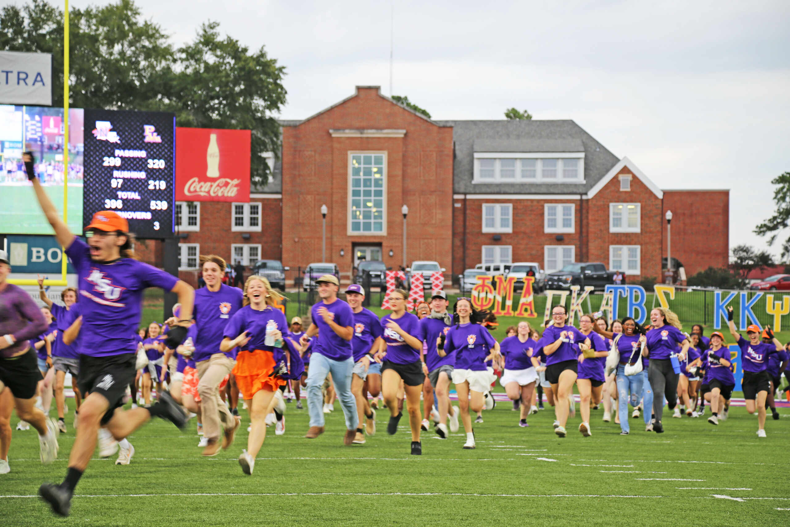 NSU freshmen participate in the Inferno Run, a tradition for first-year students at the home opening football game.